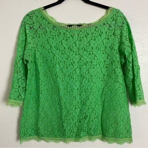 Anthropologie Weston Wear Green Lace Women's Top Unlined M